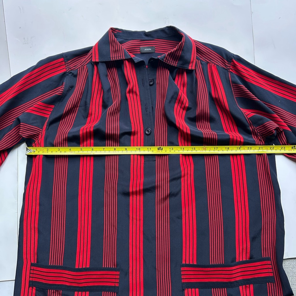 Joseph silk Vertical Striped Shirtdress midi dress red navy royal princess - Picture 6 of 11